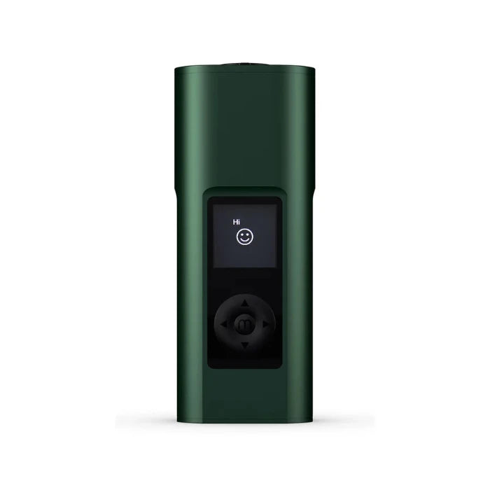 Arizer Solo 3 2.0 Sea of Green vaporizer standing upright with sleek aluminum body.