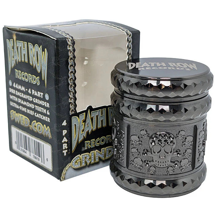 Death Row Snoop Dogg Records 1,7″ 4-teiliger Zink-Totenkopf mit Edelsteinschliff, 1 Grinder, Gun Metal/Schwarz