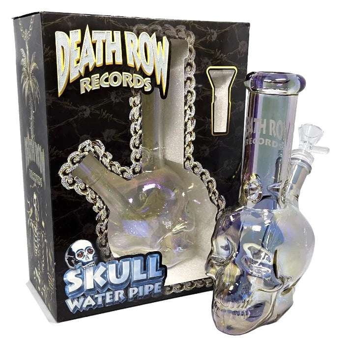 Death Row Records Snoop Dogg 8″ Wasserpfeife mit Totenkopf-Becher, verschiedene Metallic-Farben, mit 14M-Kopf