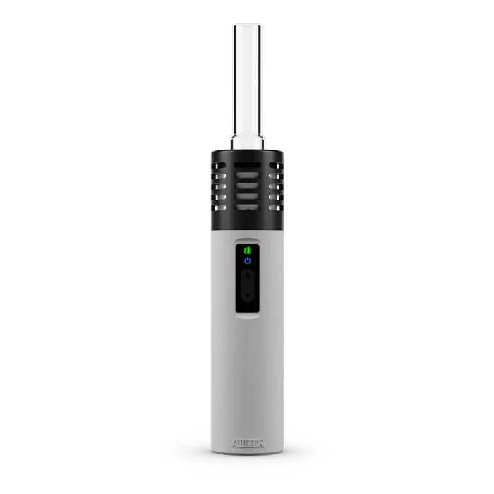 Arizer Air SE Vaporizer White with mouthpiece in place.