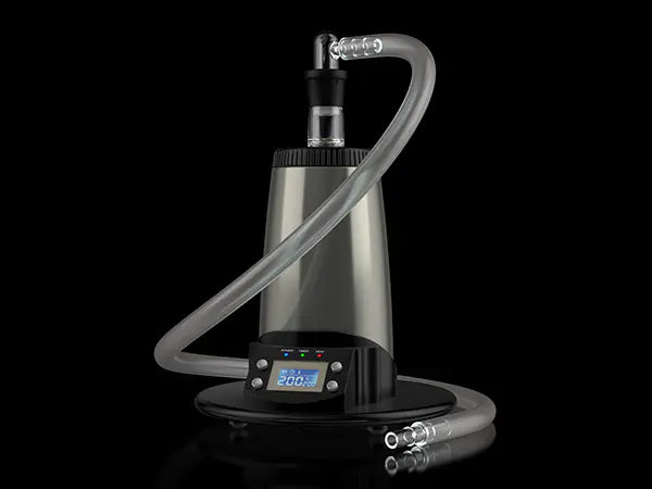 Arizer V-Tower Vaporizer with whip connected.