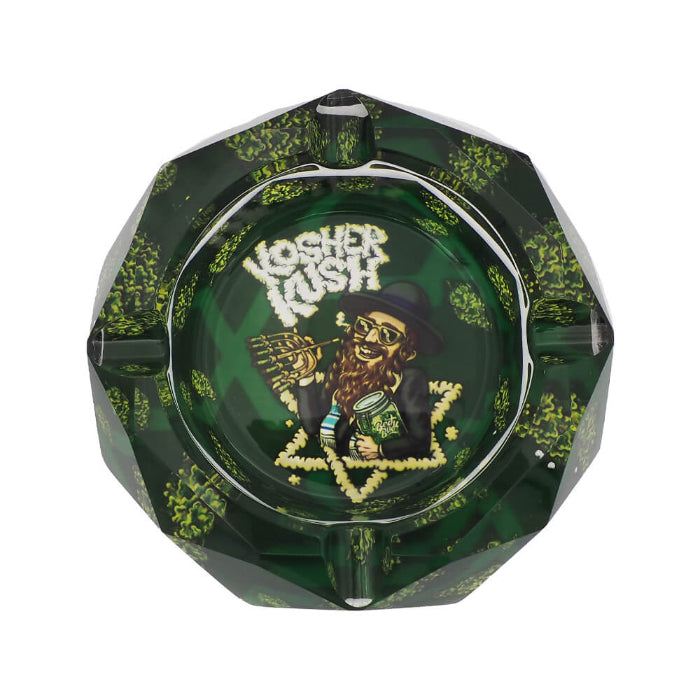 Best Buds Crystal Ashtray Kosher Kush, front view.