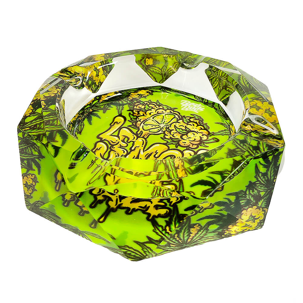 Best Buds Crystal Ashtray Lemon Haze, ashtray lying down.