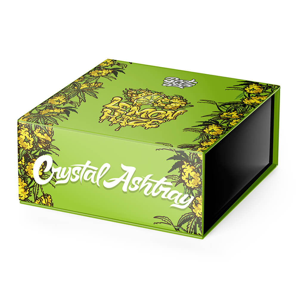Best Buds Crystal Ashtray Lemon Haze, box closed.