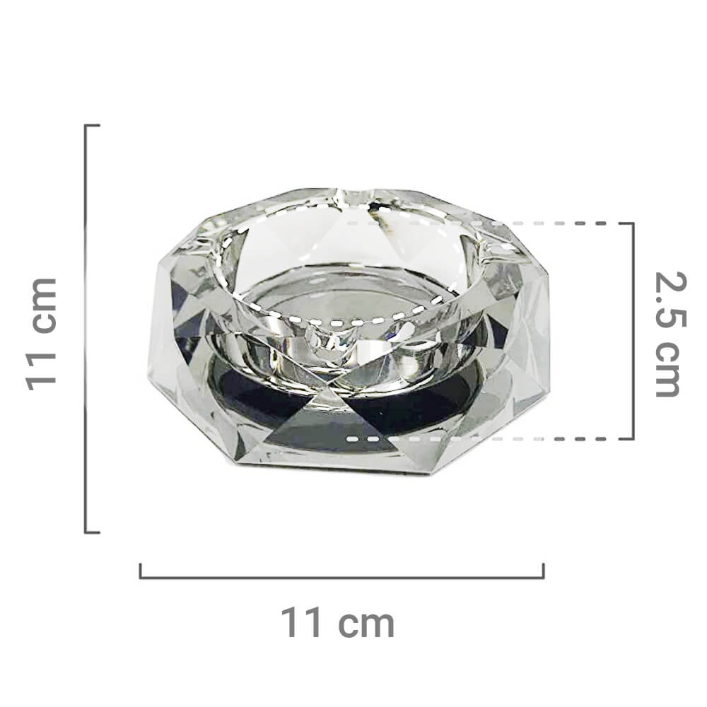 Best Buds Crystal Ashtray Lemon Haze, dimensions view.