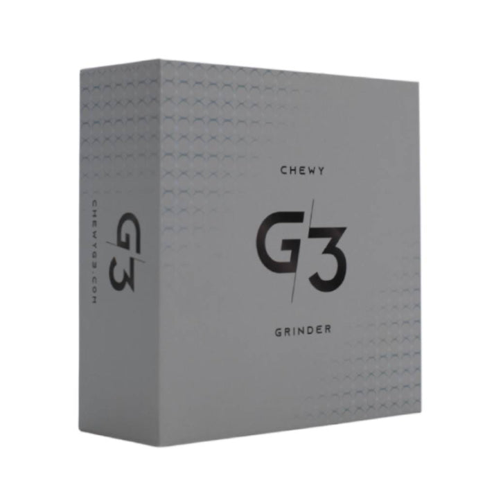 Chewy G3 Electronic Grinder Basic Edition Black box standing at a 3/4 angle, showcasing the product packaging.