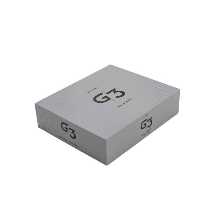 Chewy G3 Electronic Grinder Deluxe Edition Black box closed, laying flat.
