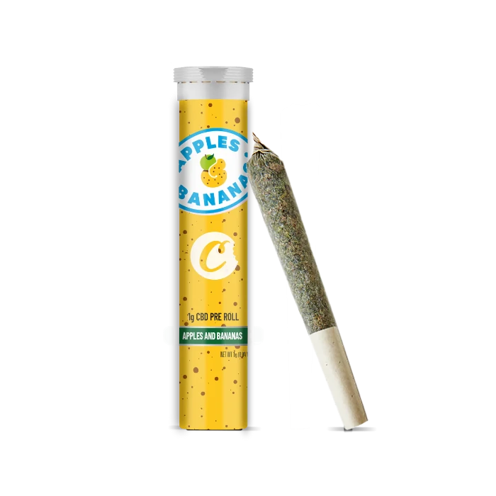 Cookies Apples And Bananas CBD Pre-Roll standing upright.