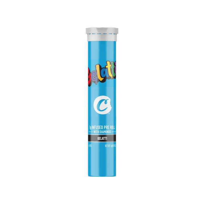 Cookies Gelato THC-O pre-roll tube, standing upright.