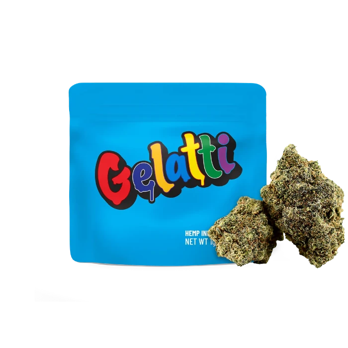 Cookies Gelatti THC-O Flower in doypack with buds in front.