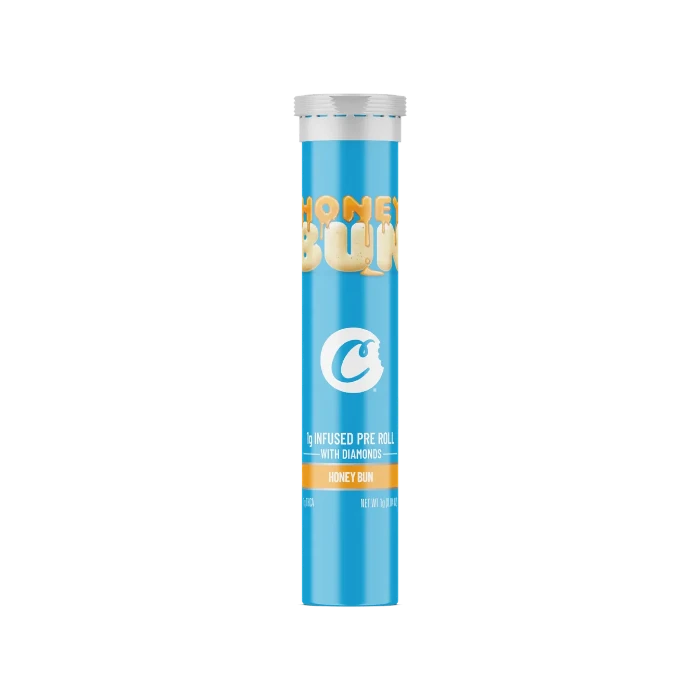Cookies Honey Bun THC-O pre-roll tube, standing upright.