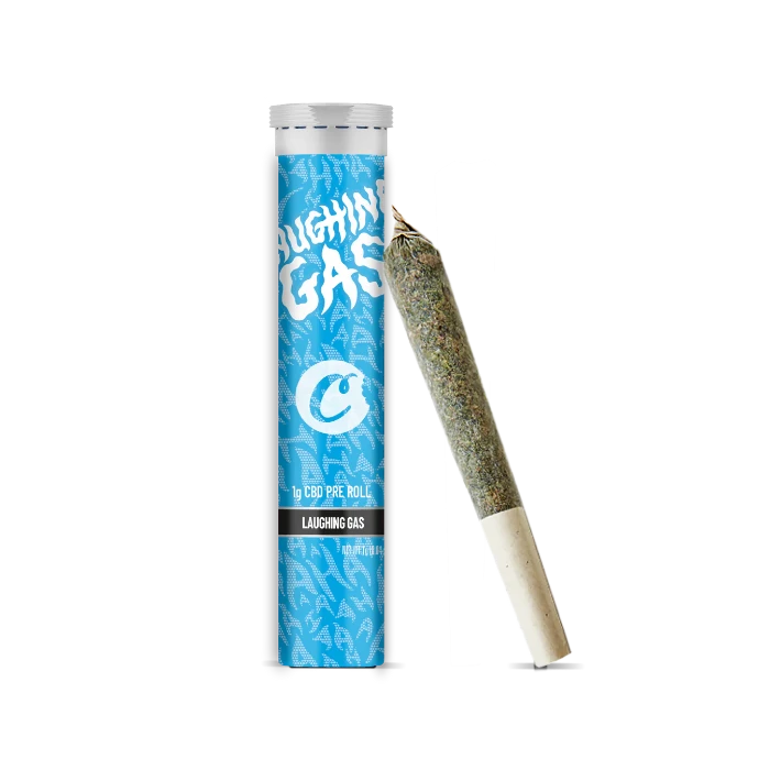 Cookies Laughing Gas CBD Pre-Roll standing upright.