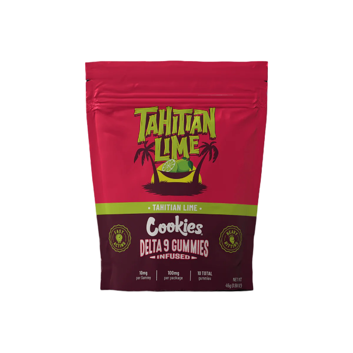 Cookies Tahitian Lime Gummies 10mg Delta-9, doypack standing upright.