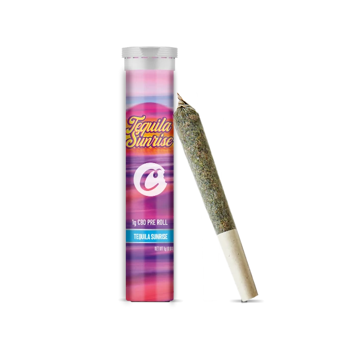Cookies Tequila Sunrise CBD Pre-Roll standing upright.