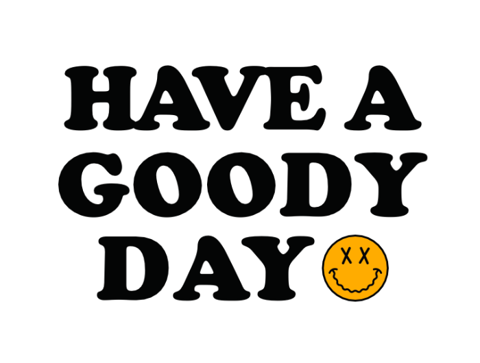 Goody Glass Popsicle Pipe Blue with "Have a Goody Day" visual.