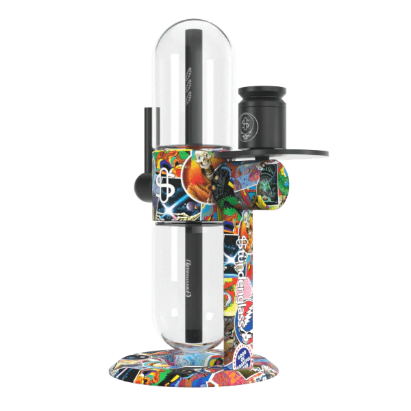 Grateful Dead - Legacy Patchwork X Stündenglass Gravity Hookah, 3/4 left view.