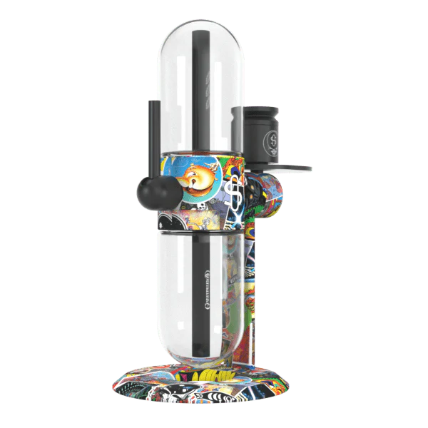 Grateful Dead - Legacy Patchwork X Stündenglass Gravity Hookah, 3/4 right view.