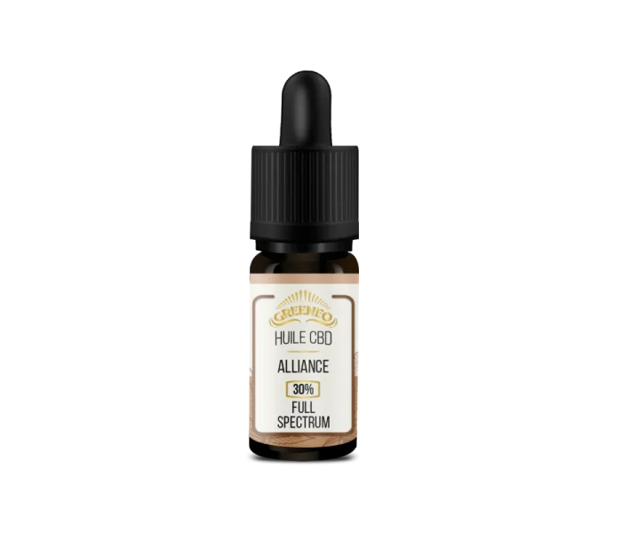 Greeneo Alliance CBD Oil 30% CBD bottle, front view.