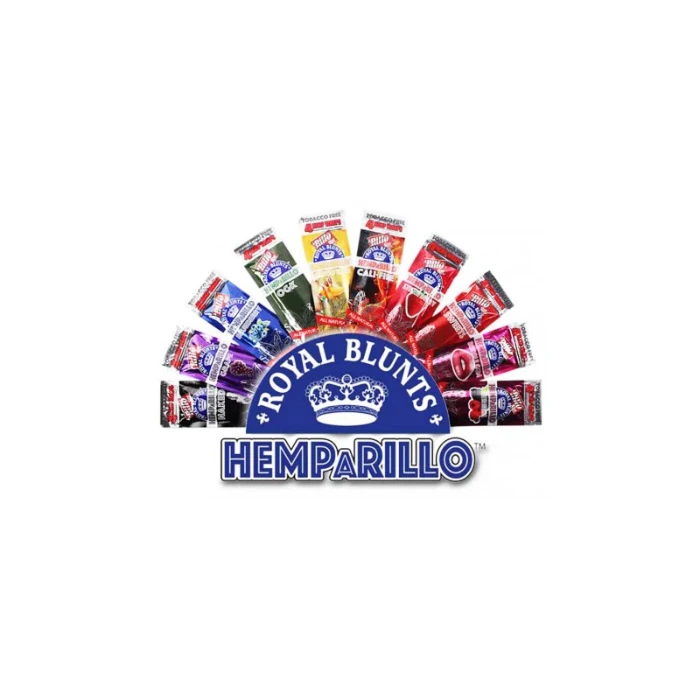 Close-up of the available Hemparillo Hemp Blunt packs arranged in a fan shape.