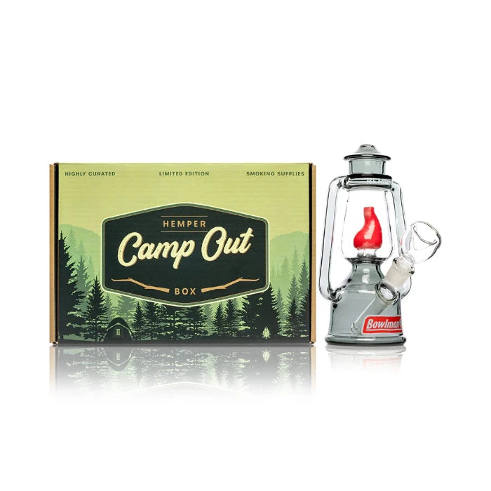 Hemper Bowlman Lantern Bong standing alongside its packaging.
