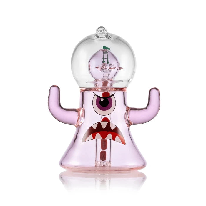 Hemper Dankzilla XL Bong 8″ in pink, front view featuring a vibrant pink design with a fun and playful look for an eye-catching smoking accessory.