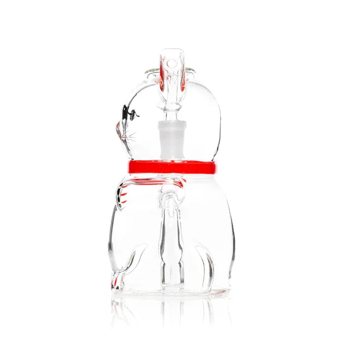 Hemper Lucky Money Cat Bong standing, left profile view.