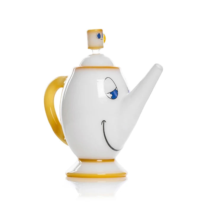 Hemper Tea Pot XL Bong 8″ right side view, showing elegant teapot shape with curved handle and spout.