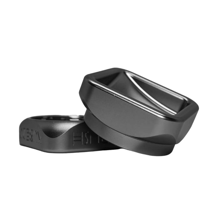 Krush Kube 2.0 Aluminium Grinder 2 Parts 55 mm Black opened, showing both halves.