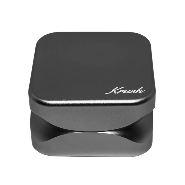 Krush Kube 2.0 Aluminium Grinder 2 Parts 55 mm Black standing upright.