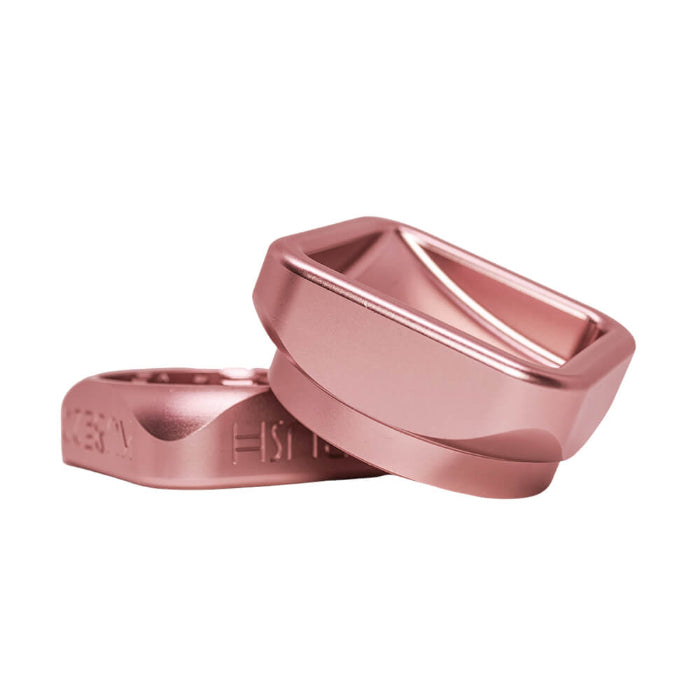Krush Kube 2.0 Aluminium Grinder 2 Parts 55 mm Rose Gold opened, showing both halves.