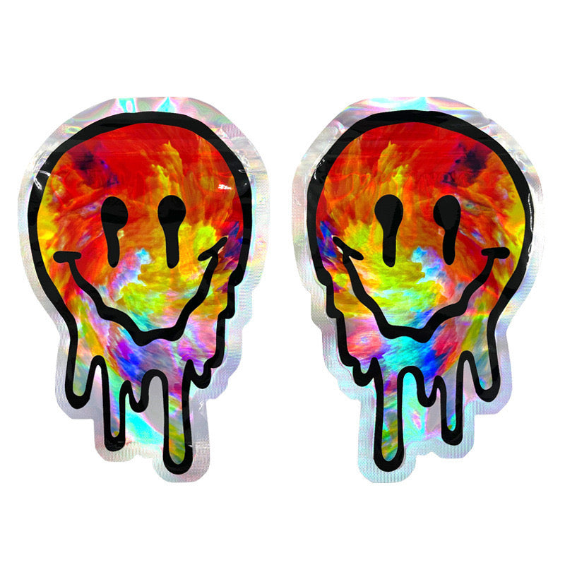 Mylar Bag With Zip - Smell-Proof - Liquid Smiley, standing upright view.