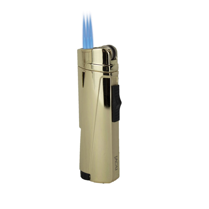 novi torch jet lighter gold with blue flame standing position