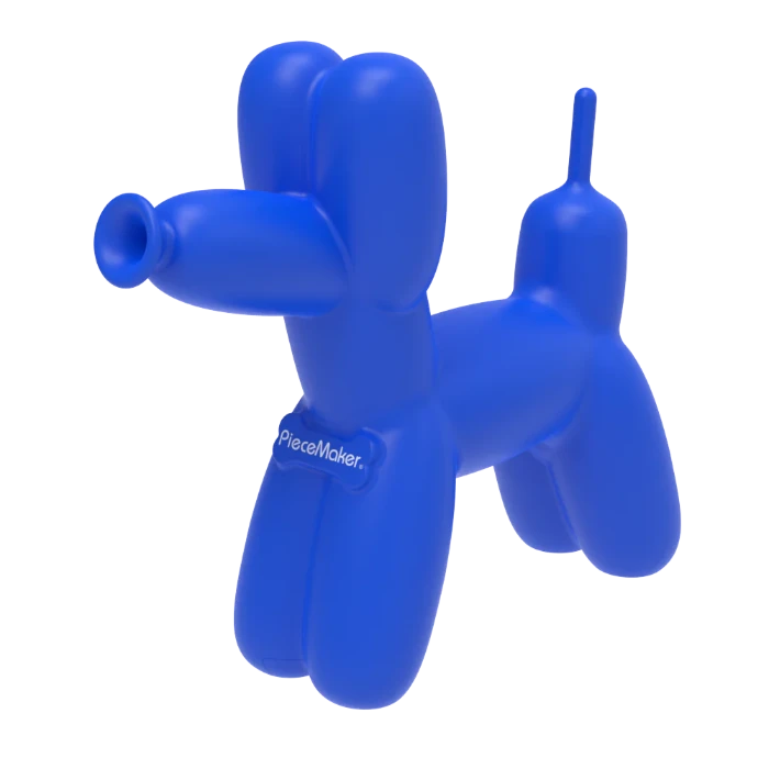 PieceMaker K9 Blue Silicone Water Pipe standing.