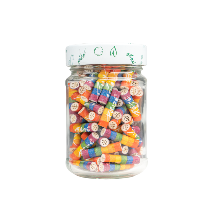 Back view of Purize XTRA Slim 100 Rainbow glass jar.
