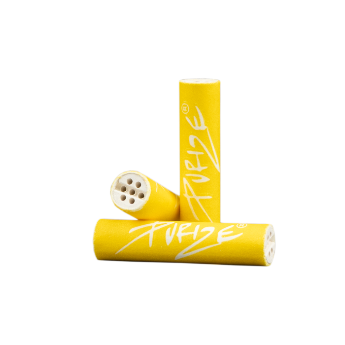Close-up of Purize XTRA Slim 100 Yellow loose filter tips.