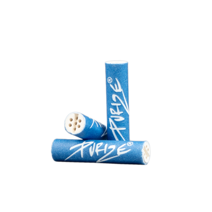 Close-up of Purize XTRA Slim 250 Blue loose filter tips.