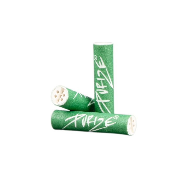 Close-up of Purize XTRA Slim 250 Green loose filter tips.