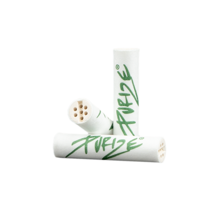 Close-up of Purize XTRA Slim 250 White loose filter tips.