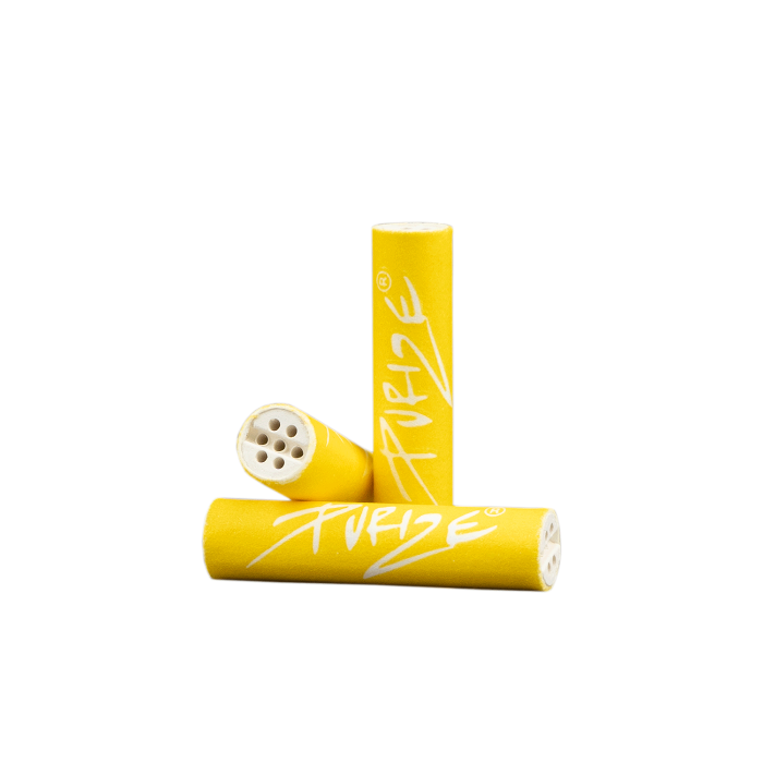 Close-up of Purize XTRA Slim 50 Yellow loose filter tips.