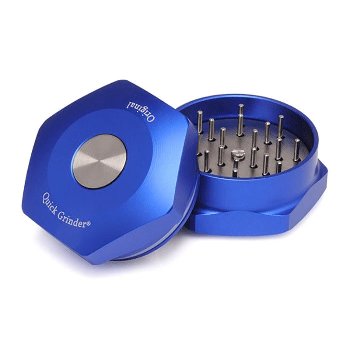 Open Quick Grinder V.3 Dark Blue, showing internal teeth.