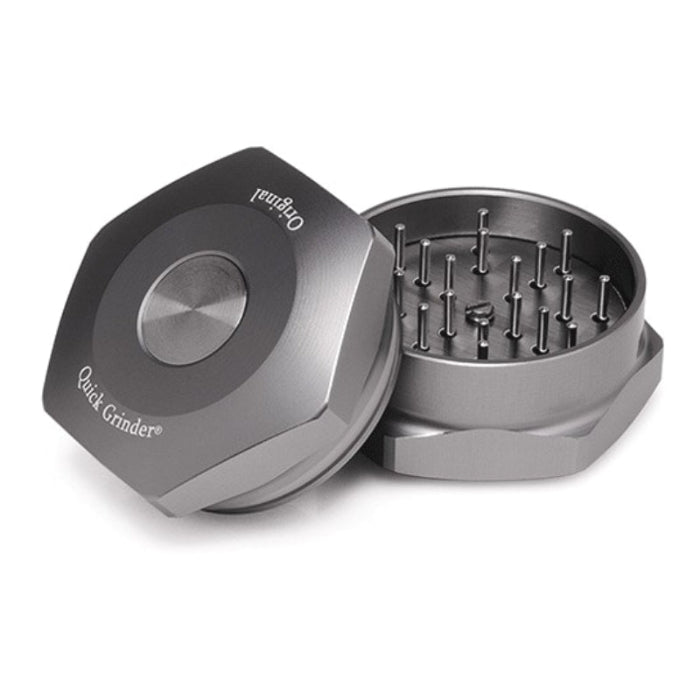 Open Quick Grinder V.3 Grey, showing internal teeth.