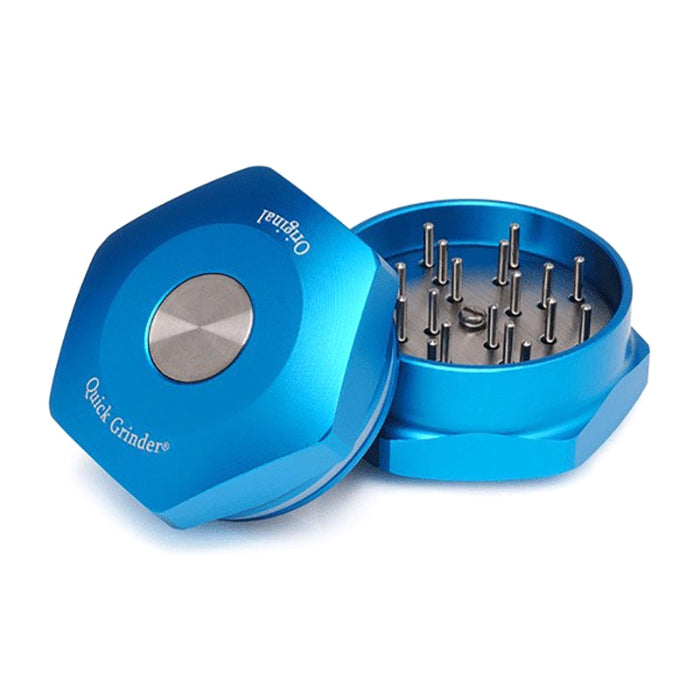 Open Quick Grinder V.3 Light Blue, showing internal teeth.