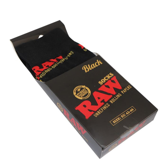 RAW Black Socks box laying flat.