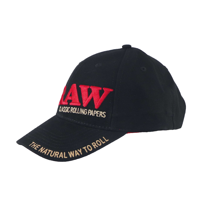 RAW® Hat Black With Poker, resting on a surface.