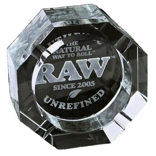 Raw Lead-Free Crystal Ashtray standing.