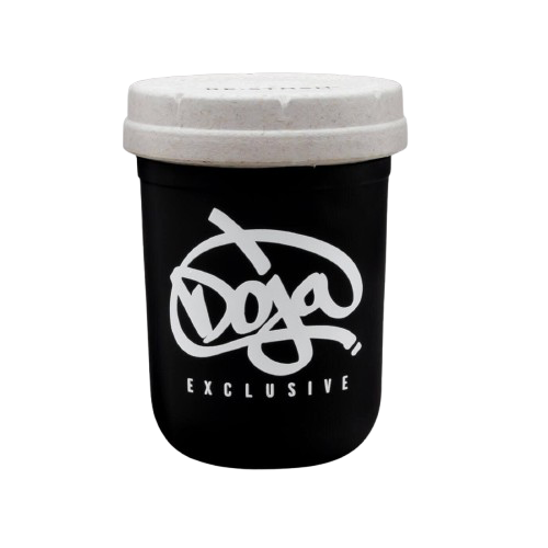 Re:stash X Doja Exclusive Mason Stash Jar 8oz, standing upright front view.