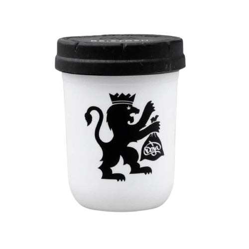 Re:stash X Doja King Lion Mason Stash Jar 8oz, standing upright front view.