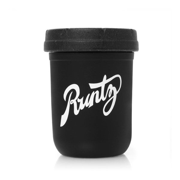 Re:stash X Runtz Black Mason Stash Jar 8oz, standing upright front view.