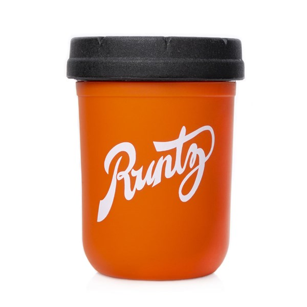 Re:stash X Runtz Orange Mason Stash Jar 8oz, standing upright front view.