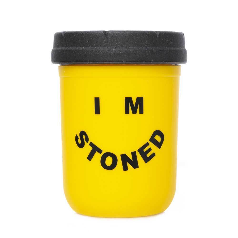Re:stash X The Smokers Club - Im Stoned Mason Stash Jar 8oz, standing upright front view.